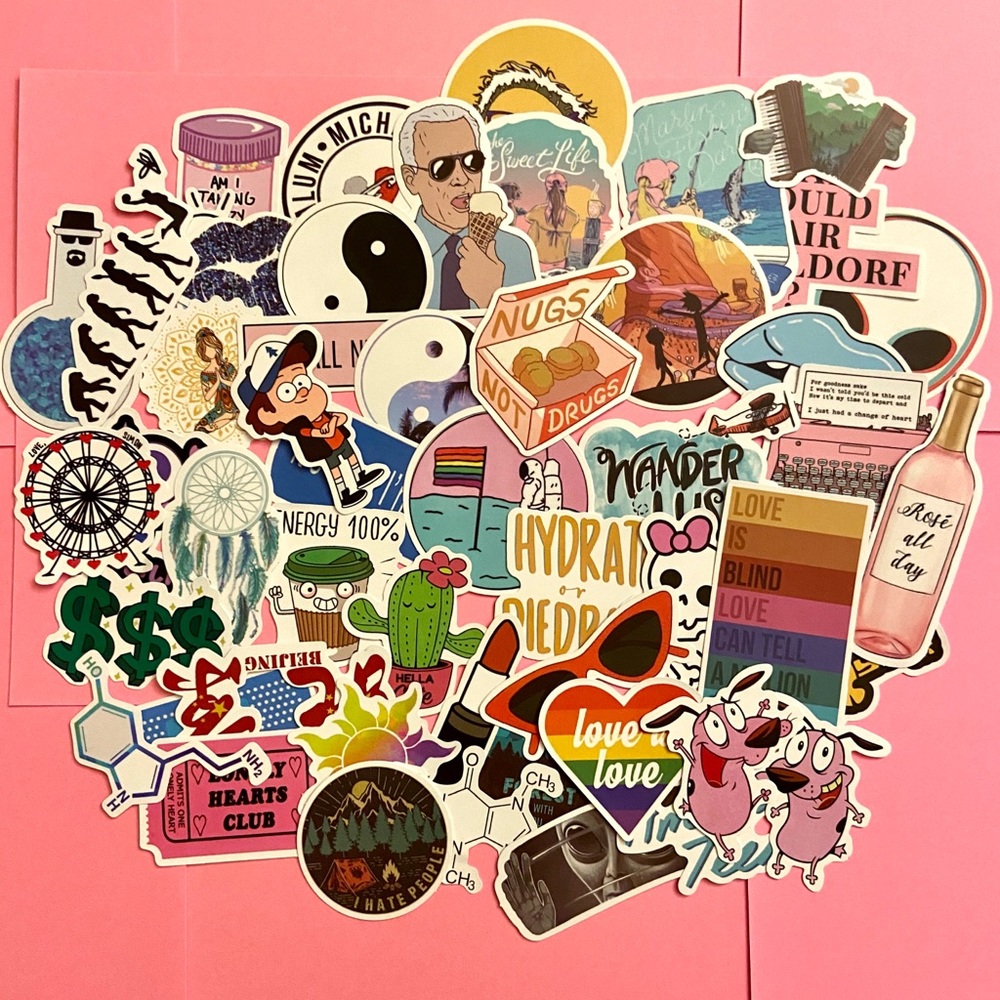 Stickers pop culture, waterproof, pack of 50+